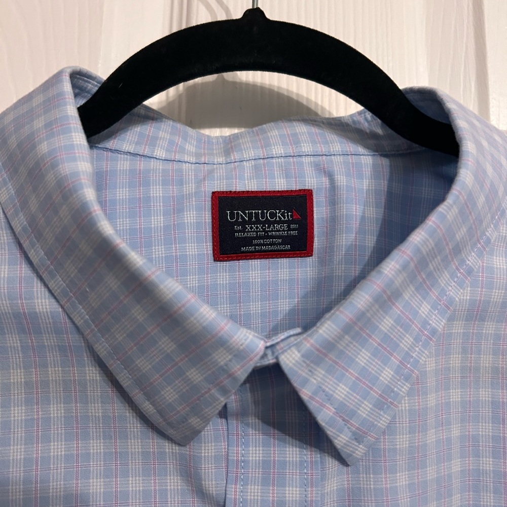 UNTUCKit NWOT Mens XXXL wrinkle-free relaxed fit long sleeve plaid button up - Picture 9 of 11